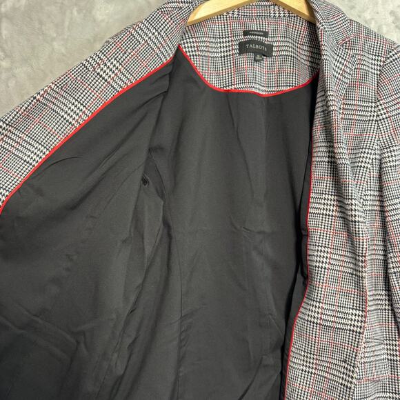Talbots Aberdeen Blazer Womens 16 White Black Plaid Knit Stretch Lined 2 Button - Picture 3 of 11